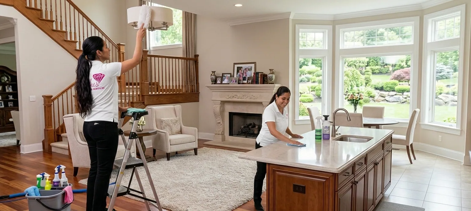 Ari's Cleaning team cleaning a bright Eastern Washington home